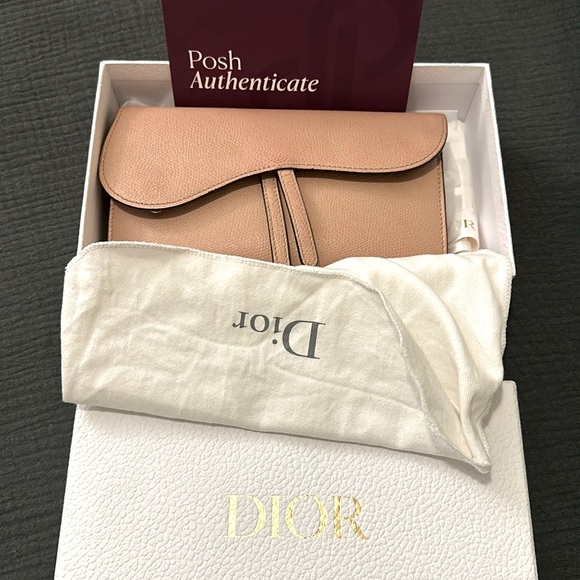 AUTHENTIC Christian Dior Saddle Long - Nude Pink Wallet-on-chain Crossbody - Picture 9 of 9